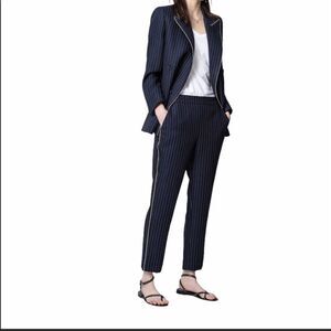 Zadig & Voltaire Navy Myrtille Porta Stripes Pull-On Pants New With Tag Size 38